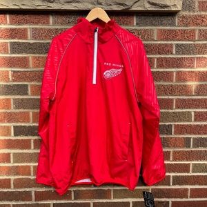 NHL Detroit Red Wings Red and Silver 1/4 Zip Pullover Windbreaker Jacket